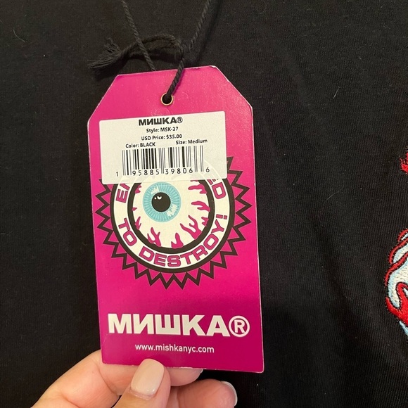 Mishka "Engineered To Destroy" Black T-Shirt With Biker Skull Graphic Size Large - Picture 11 of 16